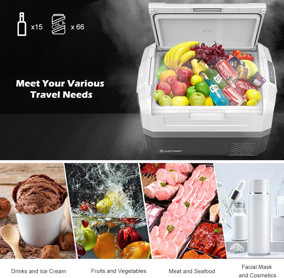 Portable Car Refrigerator 48-Quart Compressor Travel Fridge E396