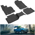 All Weather Floor Mats Liners Front Rear 2 Row Seat TPE Black Z8822