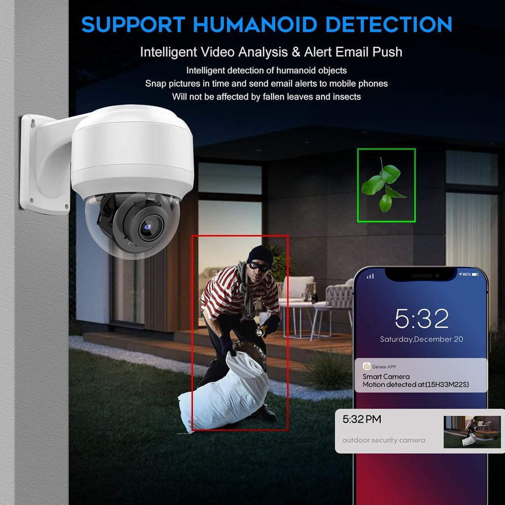 8MP PTZ PoE IP Dome Camera with Built-in Mic I148