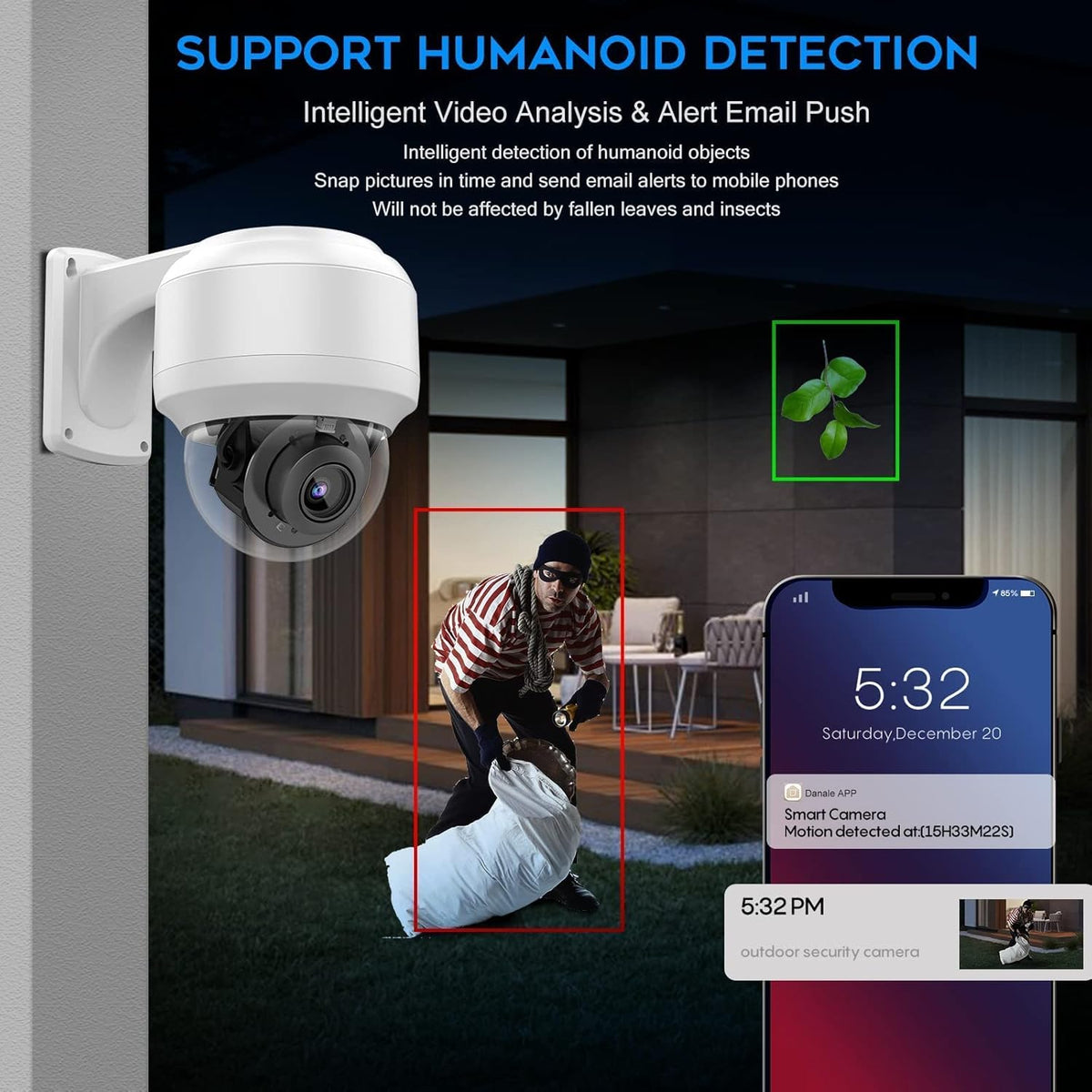 8MP PTZ PoE IP Dome Camera with Built-in Mic I148