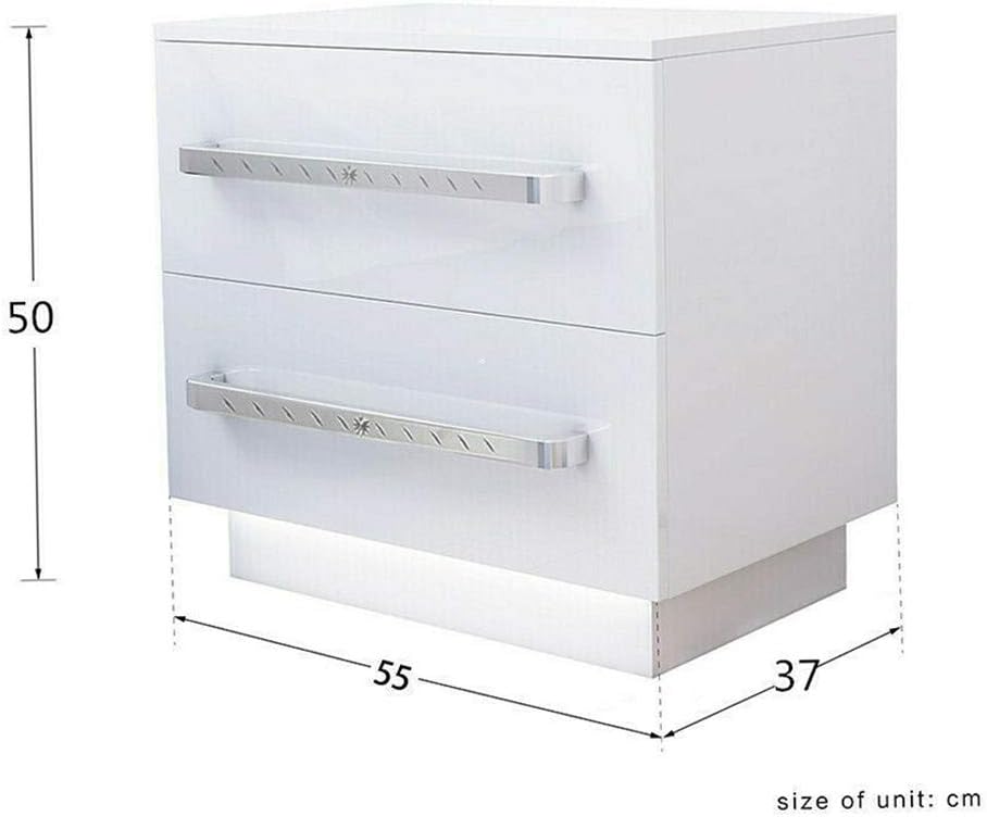 White 2 Drawer LED Nightstand V459