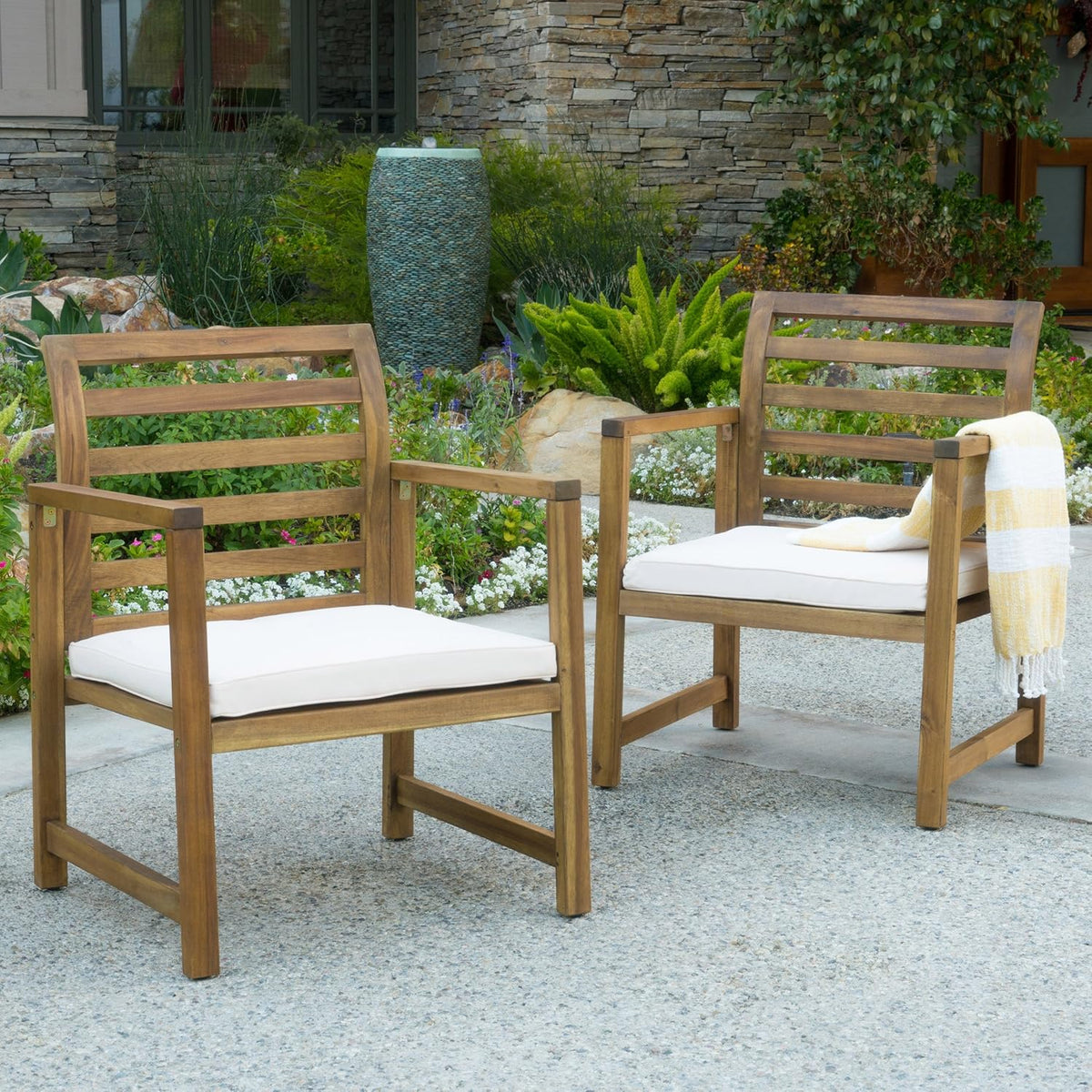 Acacia Wood Club Chairs 2-Pcs Set N211