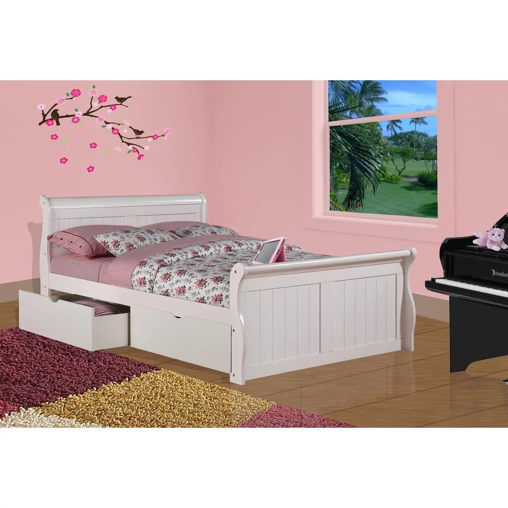 Full Sleigh Bed with Dual Under Bed Drawers V1328
