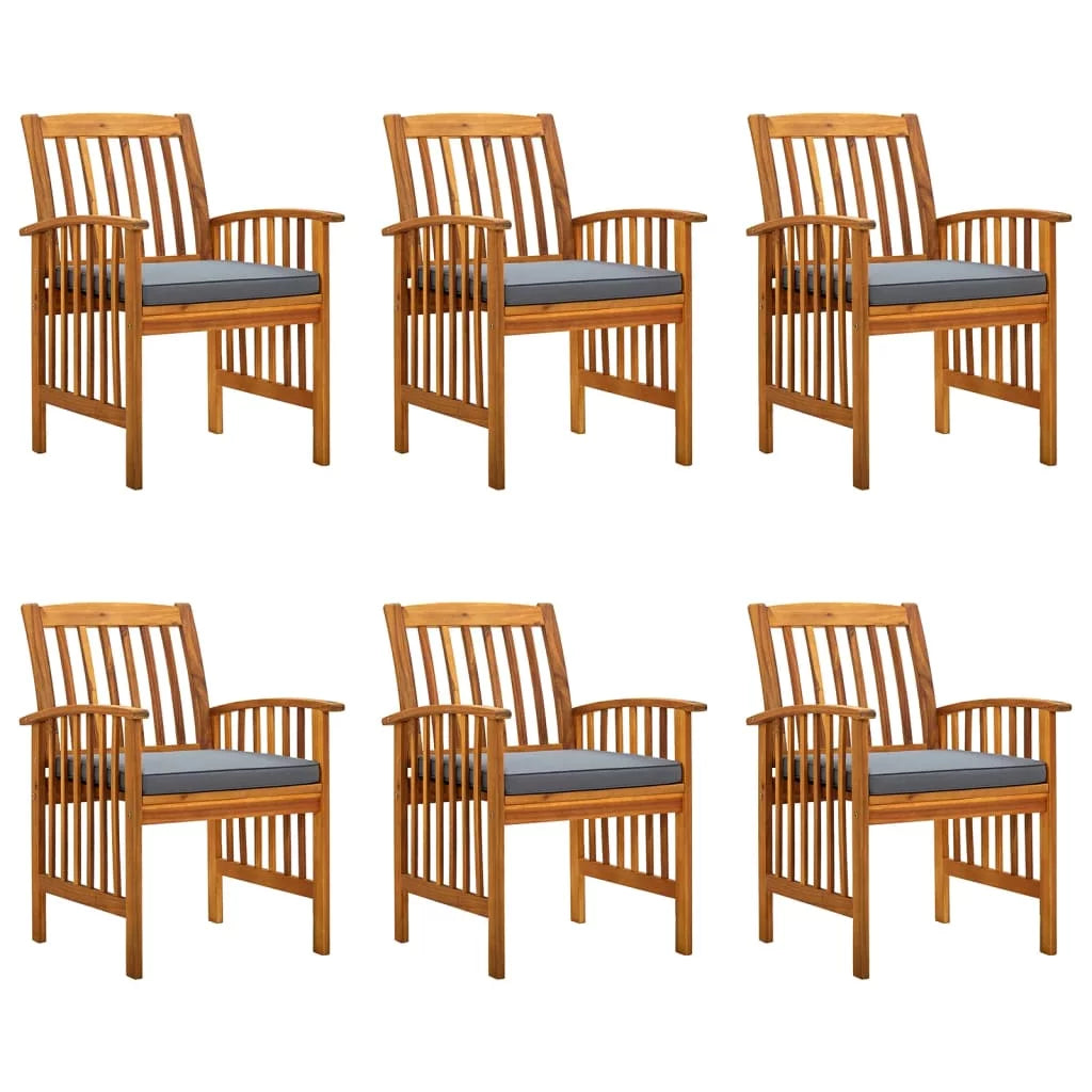 6 pcs Solid Wood Acacia Patio Dining Chairs with Cushions R321050