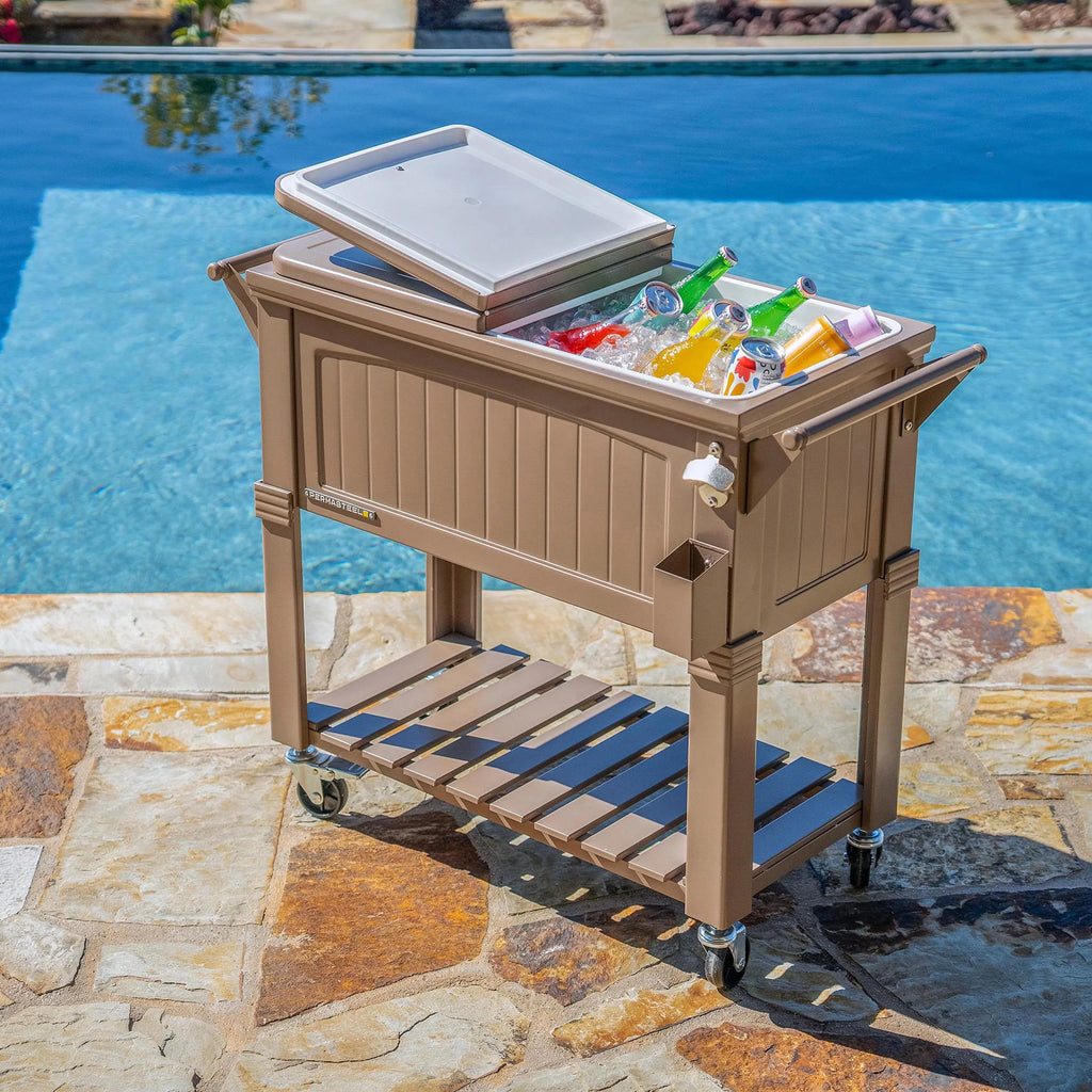 80-Qt Steel Patio Cooler on Wheels F948