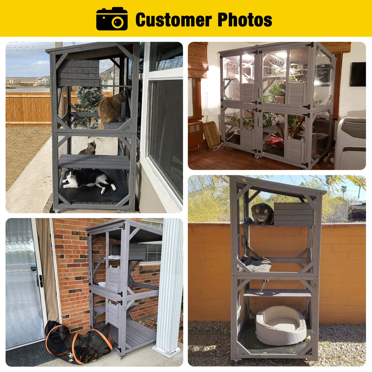 Wooden Catio Cat Enclosure with 3 Platforms S481386