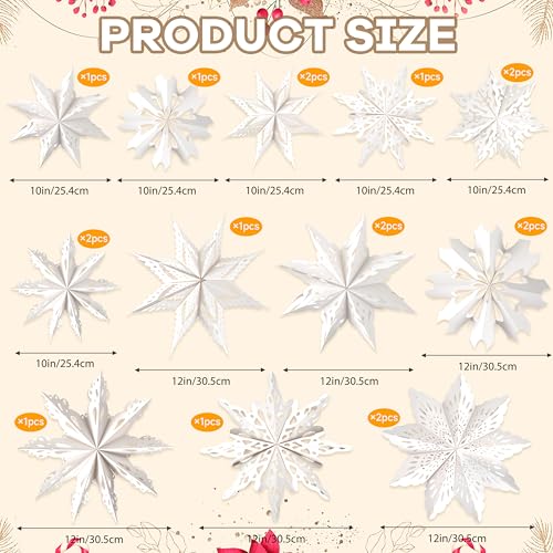 18Pcs 3D Paper Snowflake Lanterns with LED Lights M6706