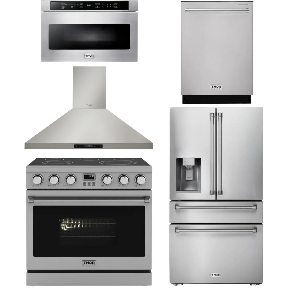 36 Electric Range, Range Hood, Refrigerator, Dishwasher and Microwave K6154
