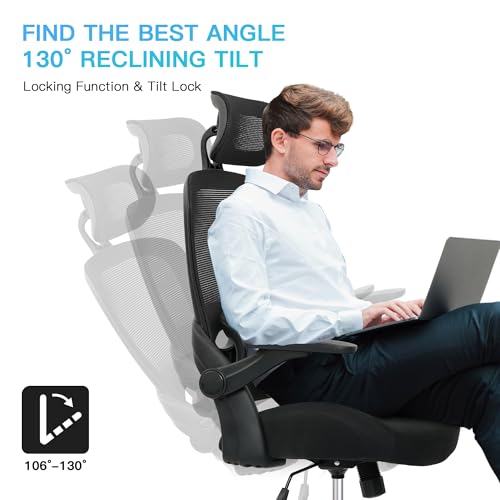 Black Ergonomic Mesh Office Chair with Lumbar Support V467