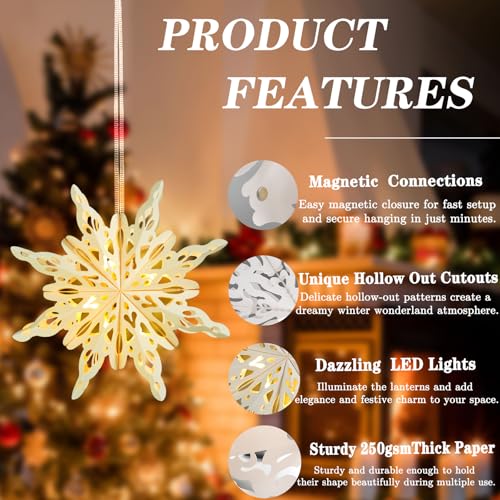 18Pcs 3D Paper Snowflake Lanterns with LED Lights M6706