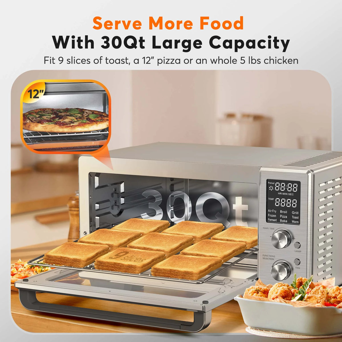 30 Quart Air Fryer Oven with LED Digital Screen S65623