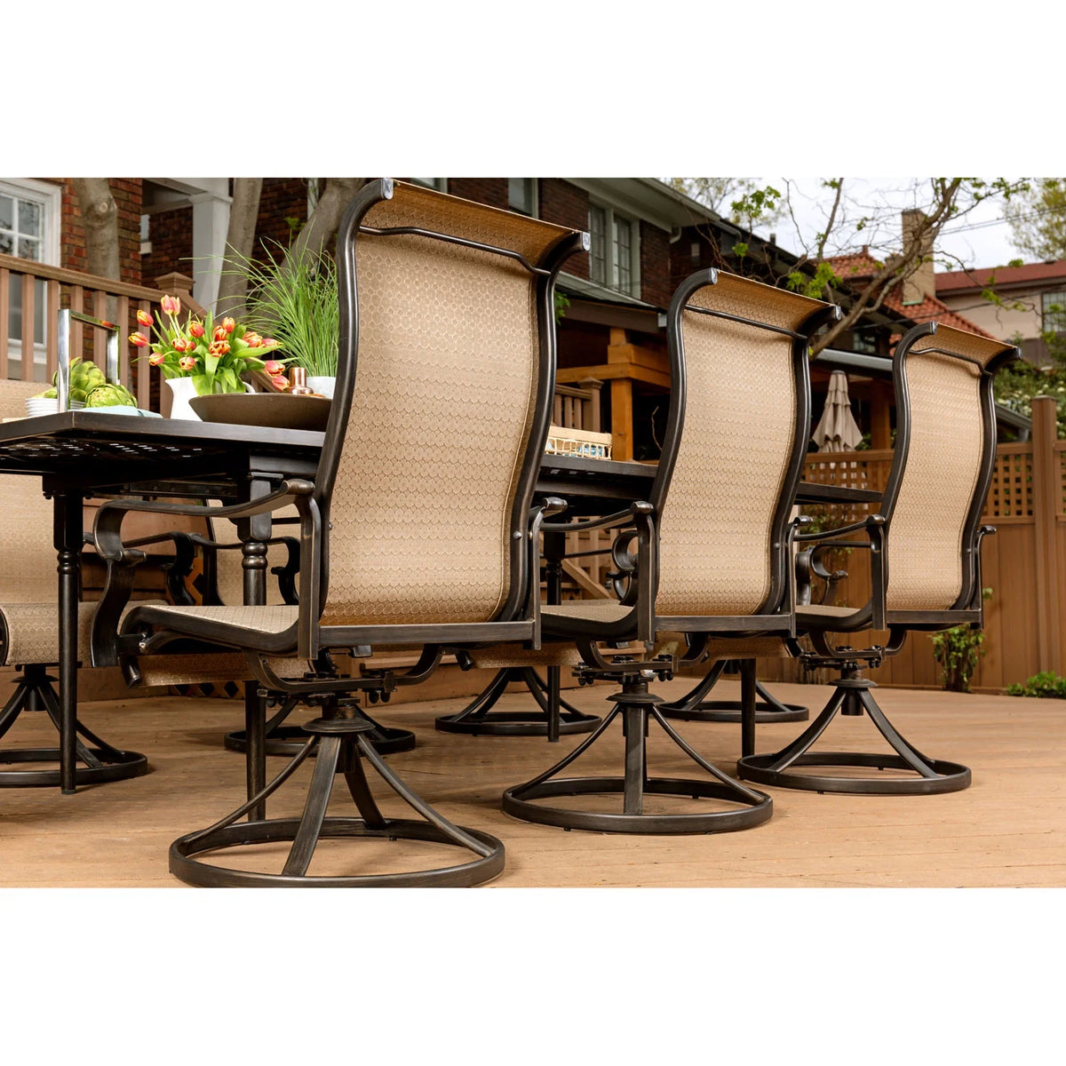 7-Piece Dining Set with Expandable Table and 6 Swivel Rockers B38548