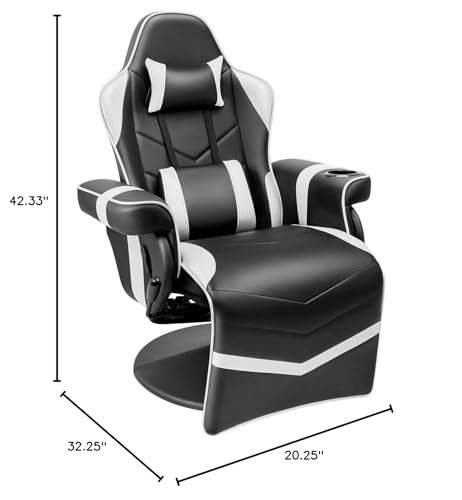 Black Pu Leather Ergonomic Reclining Gaming Sofa Chair with Footrest N15104