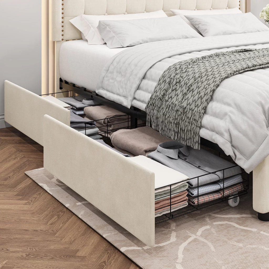 Full Storage Bed with 4 Drawers, Black M478