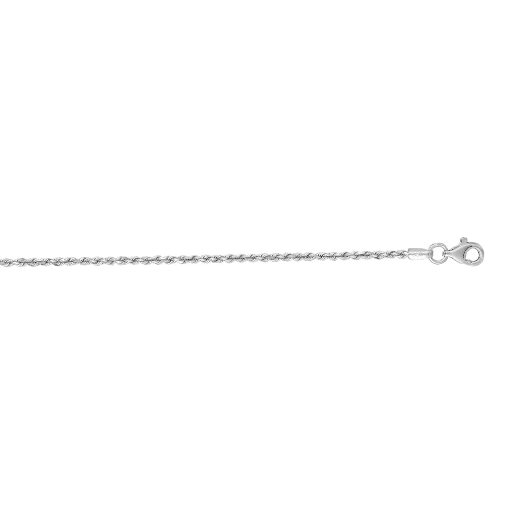 14k White Gold 1.5 mm Rope Chain Necklace 24" F746