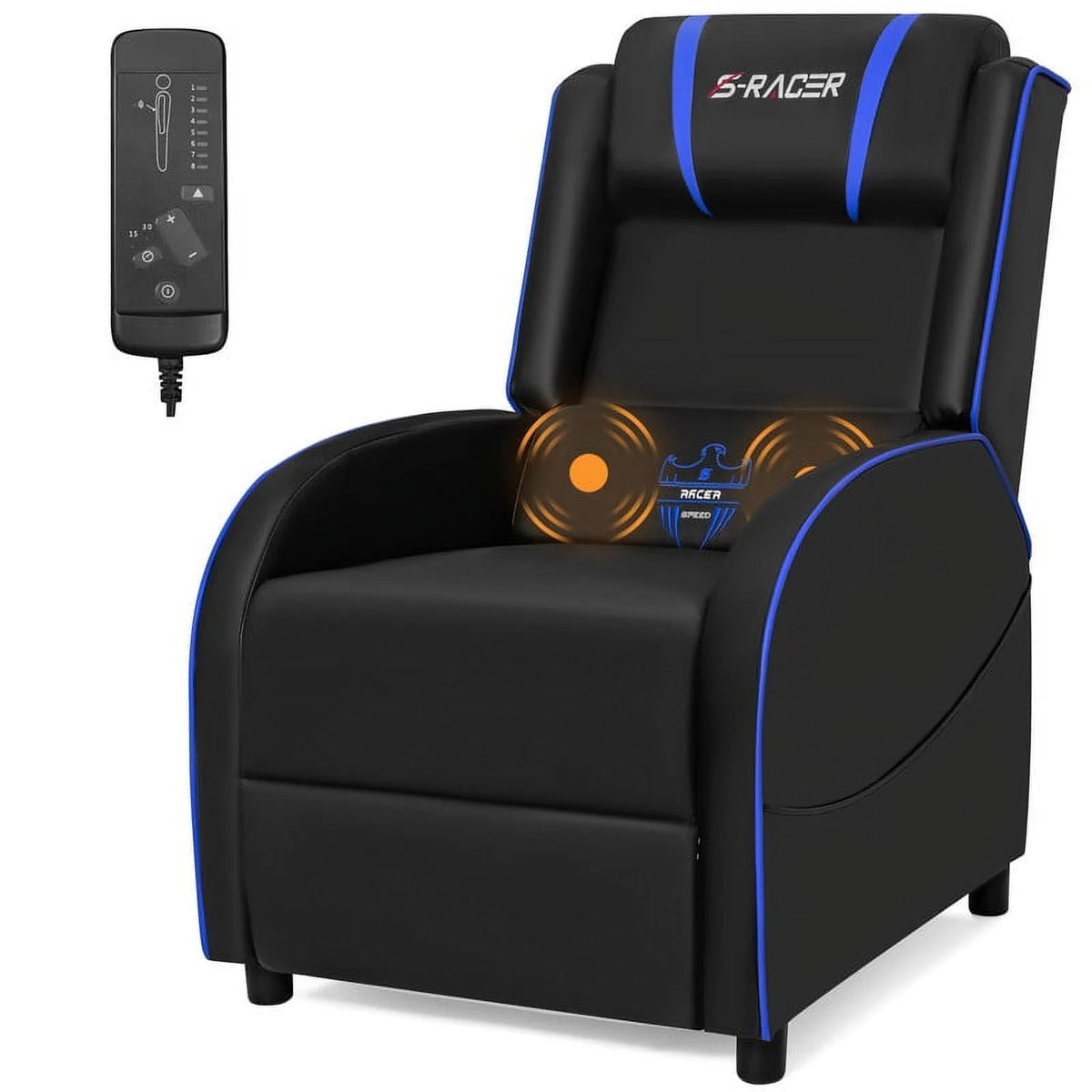 Red PU Leather Massage Gaming Recliner Chair I11923