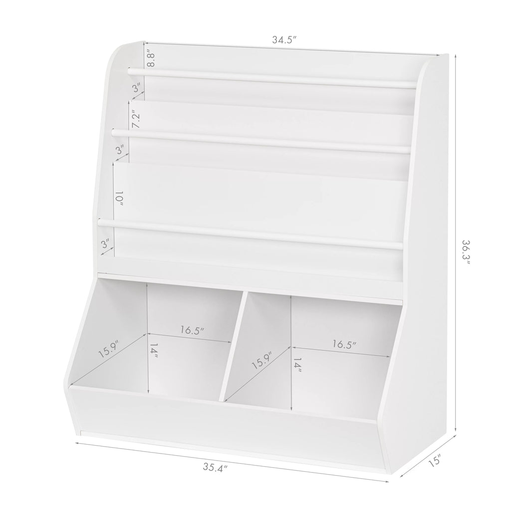 White Wooden Kids Bookshelf and Toy Storage Cabinet O502858