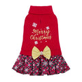 Christmas Dog Sweater Dress Turtleneck with Bowtie S4425