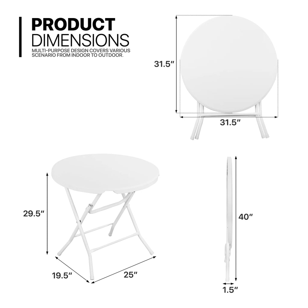 10 Pack 2.6Ft White Round Folding Table Q902