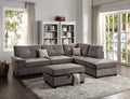 Charcoal Waffle Suede Reversible Chaise Sofa L839
