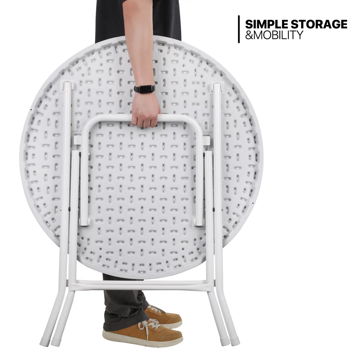10 Pack 2.6Ft White Round Folding Table Q902