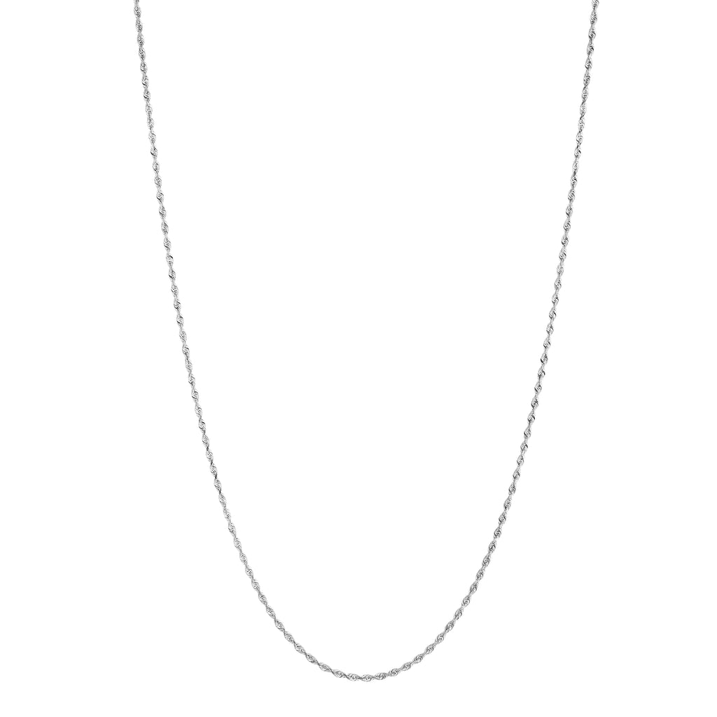 14k White Gold 1.5 mm Rope Chain Necklace 24" F746