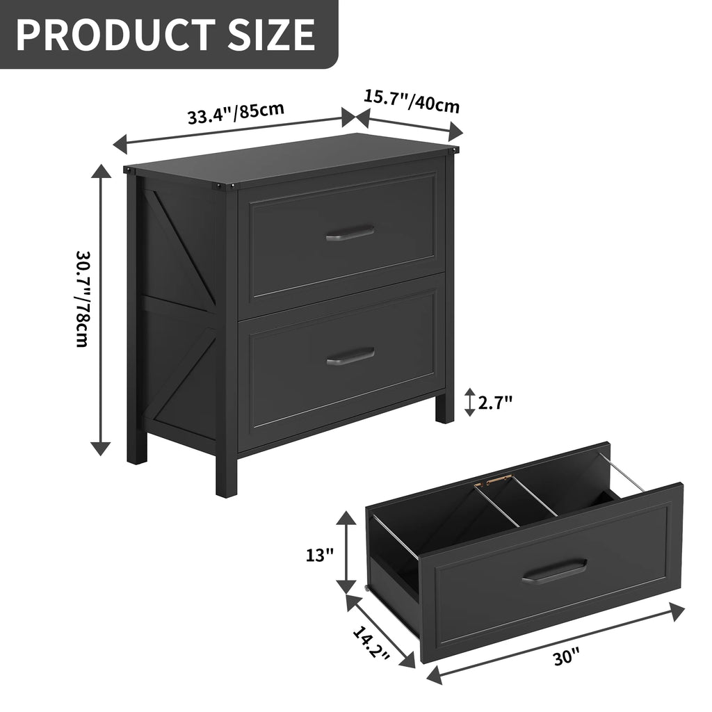 Black 2-Drawer Lateral File Cabinet M871864