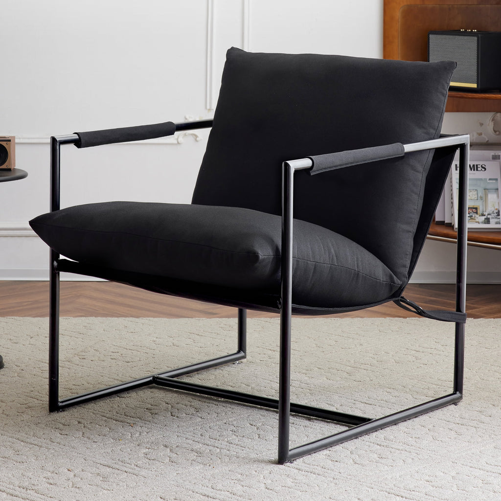 Black Metal Framed Sling Accent Chair D14367