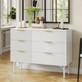 6 Drawer Creamy Wood Dresser with Metal Base L4755