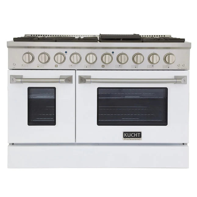 48 Pro-Style Propane Gas Dual Fuel Range with 4 Burners in White Y239