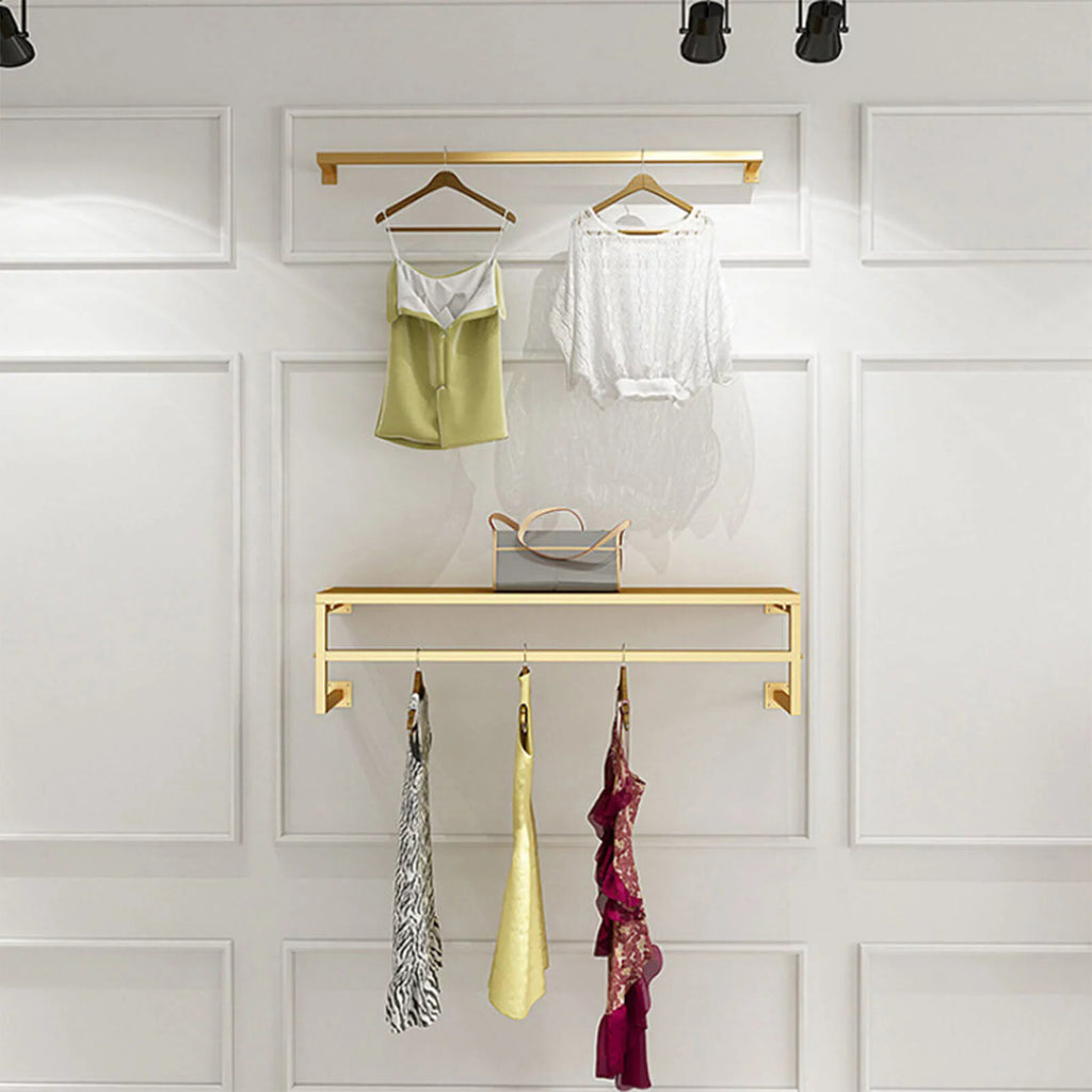 Gold Vintage Wall Mounted Clothes Rod Rack Z5772