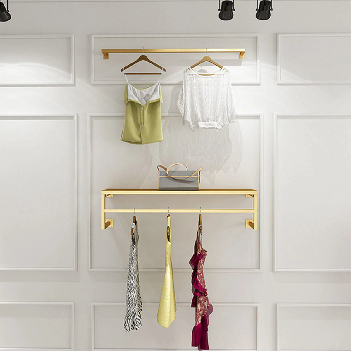 Gold Vintage Wall Mounted Clothes Rod Rack Z5772