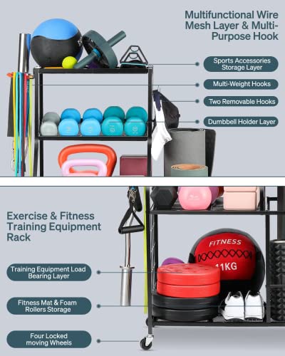 Home Gym Storage Rack with Wheel E1572