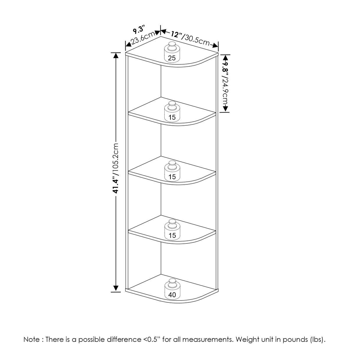 4-Tier Corner Open Shelf Bookcase D4878
