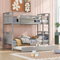 Grey Wooden Bunk Bed with Trundle Z562