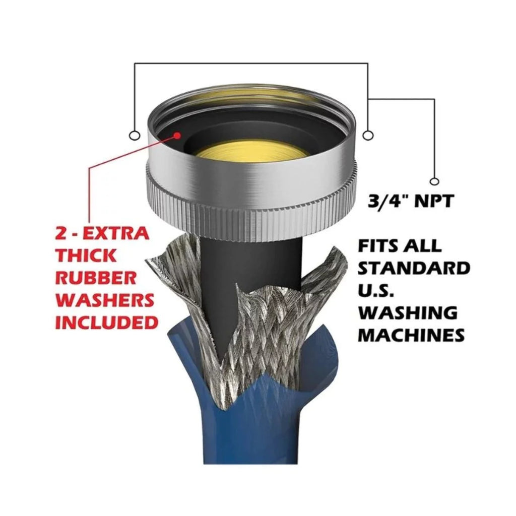 Stainless Steel Braided Washing Machine Hoses 6 ft 2 Pack M355