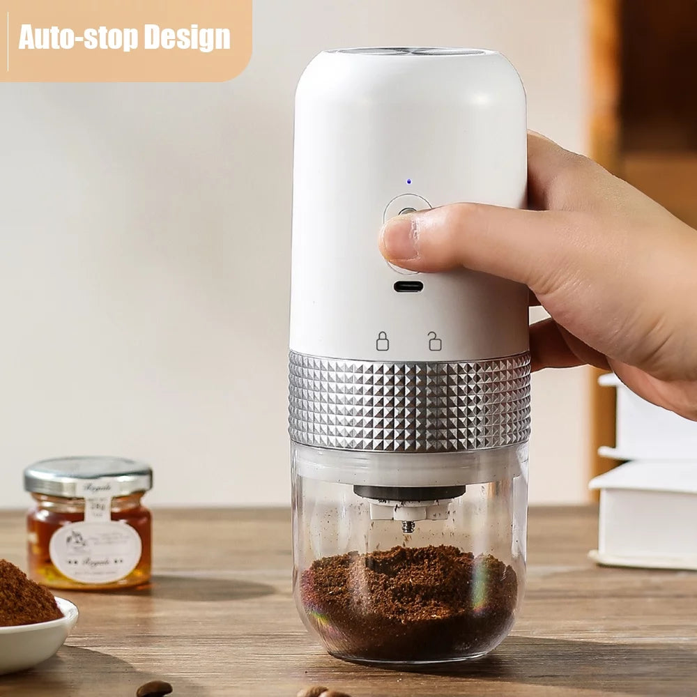 Portable Electric Burr Coffee Grinder, Ceramic Grinding Core, Adjustable, USB Rechargeable X878