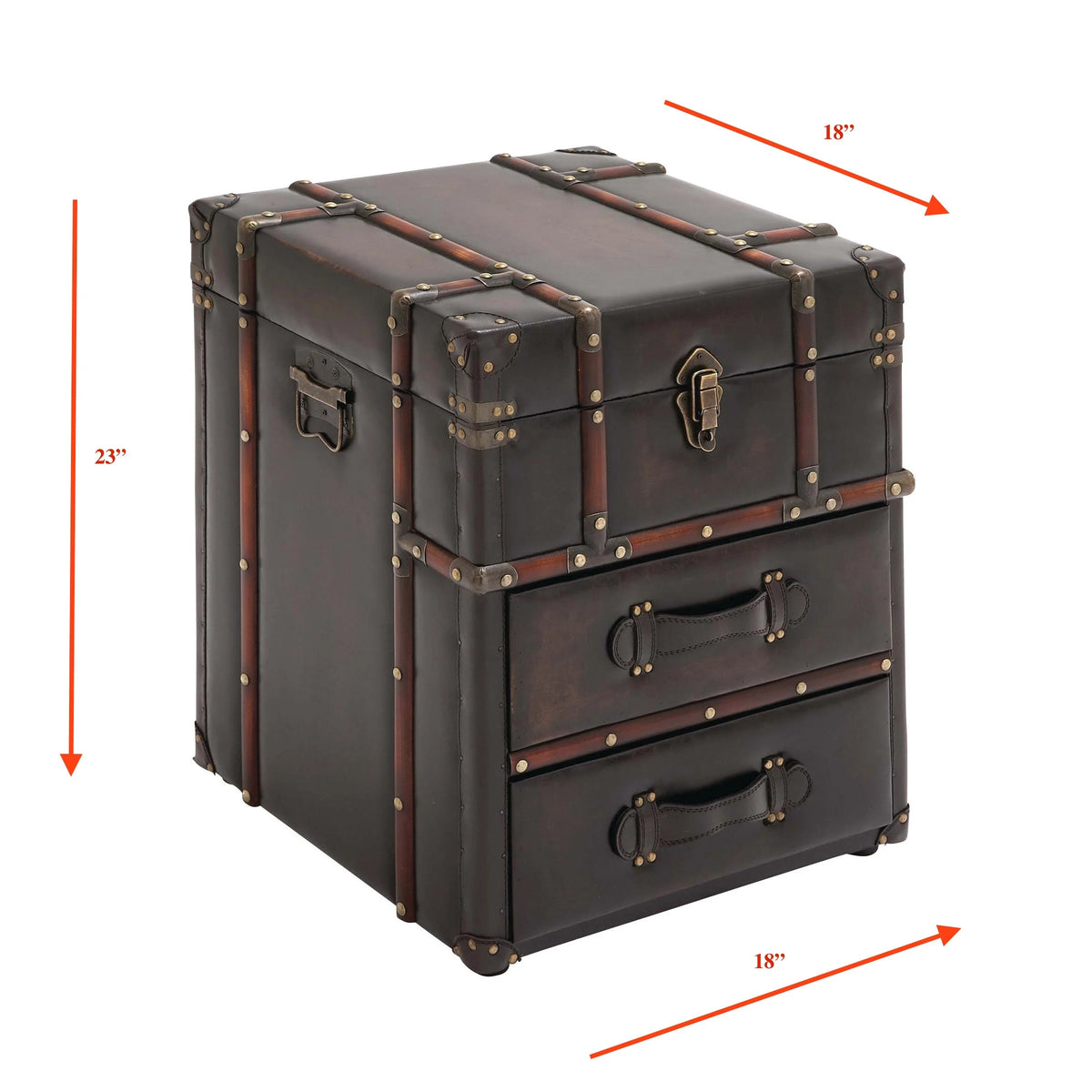 Leather And Wood Trunk Side Table X572506