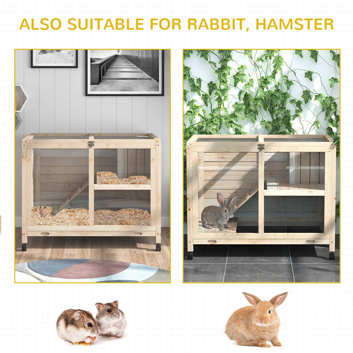 2-Story Wooden Rabbit Hutch L34530