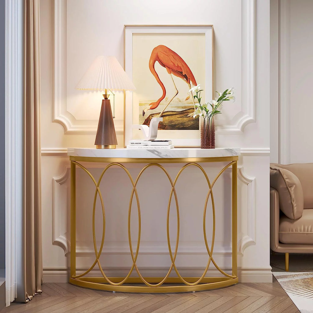 Gold Faux Marble Console Table B1290