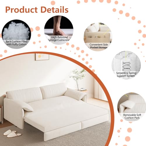 Queen Size Velvet Convertible Sleeper Sofa Bed W118