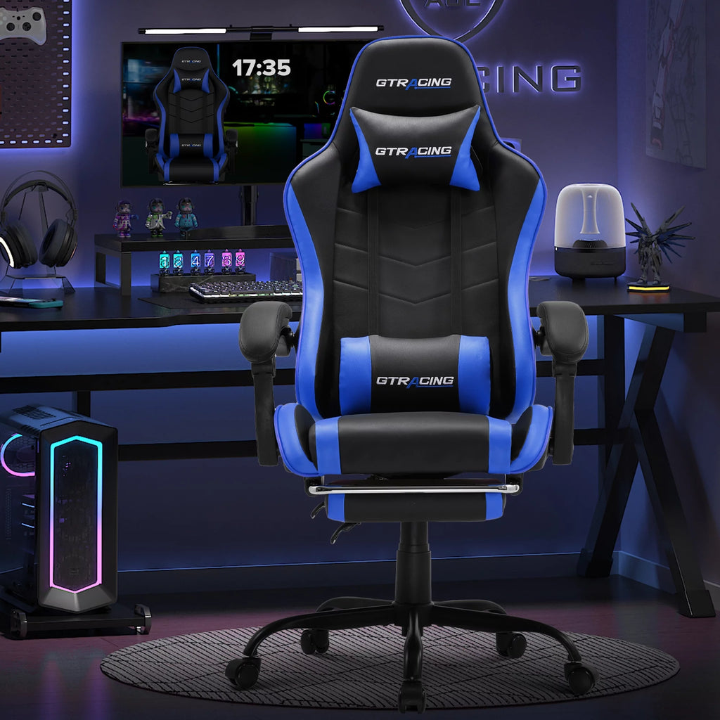 White Height Adjustable Reclining Gaming Chair with Footrest G28599
