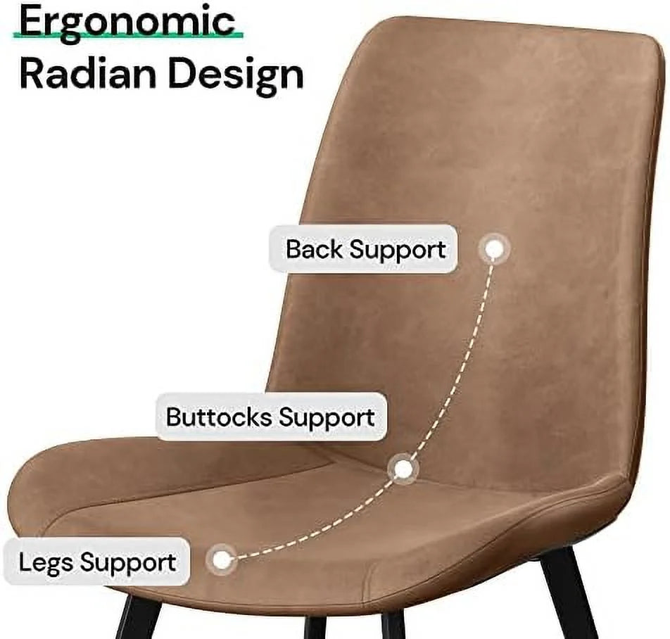 Faux Leather Dining Chairs Set of 2 with Metal Legs R21558