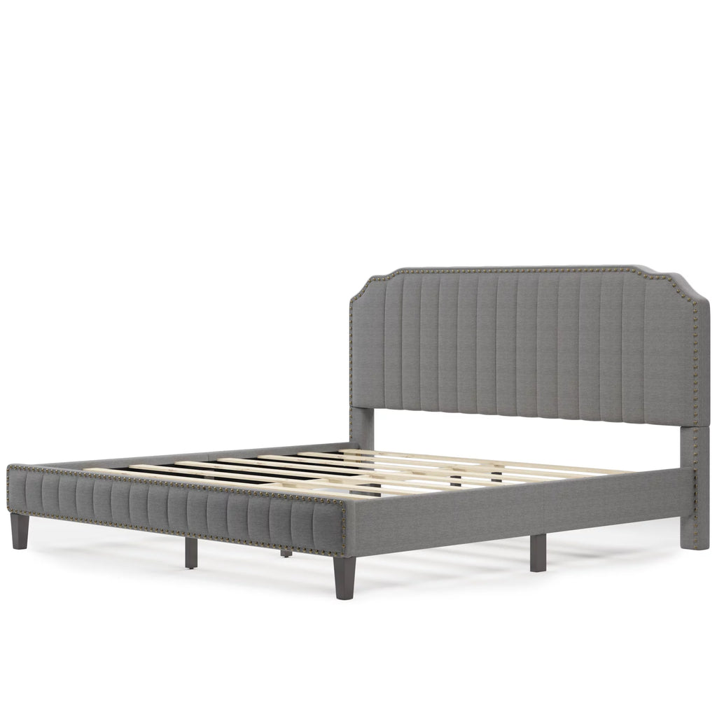 Linen Upholstered King Platform Bed F713058