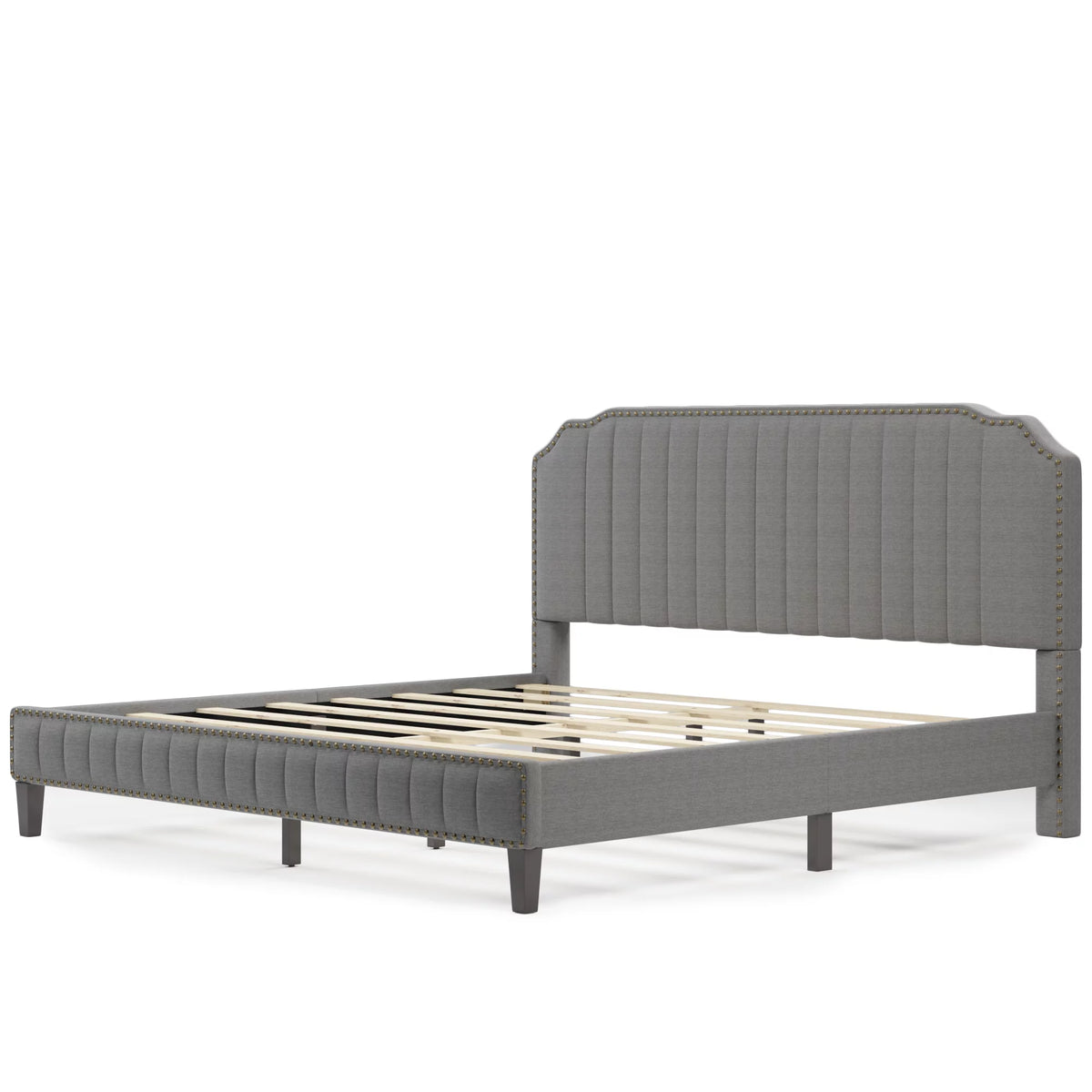 Linen Upholstered King Platform Bed F713058