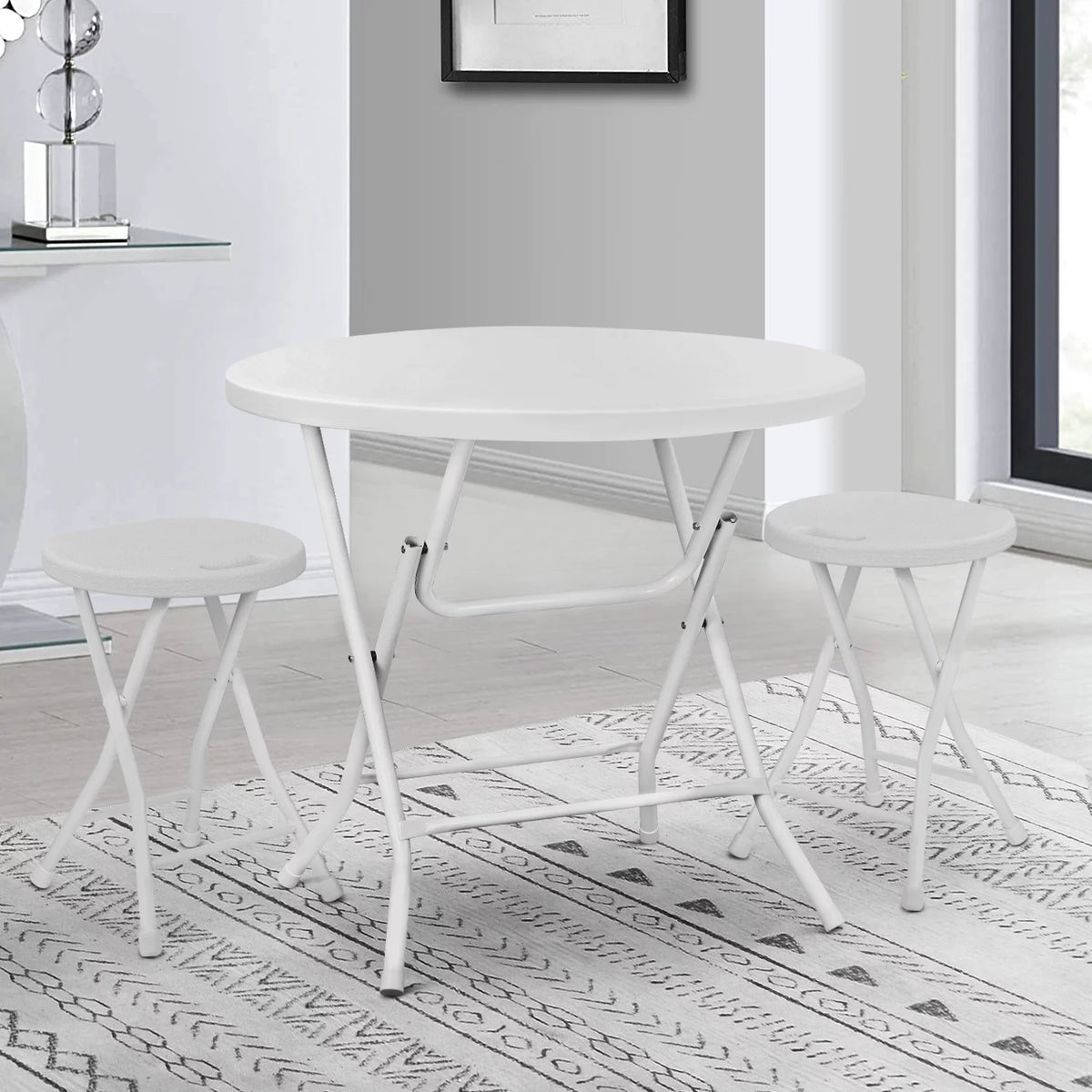 10 Pack 2.6Ft White Round Folding Table Q902