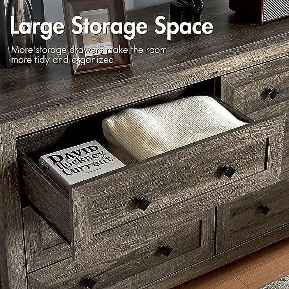 6 Drawer Wood Dresser Dark Oak X372