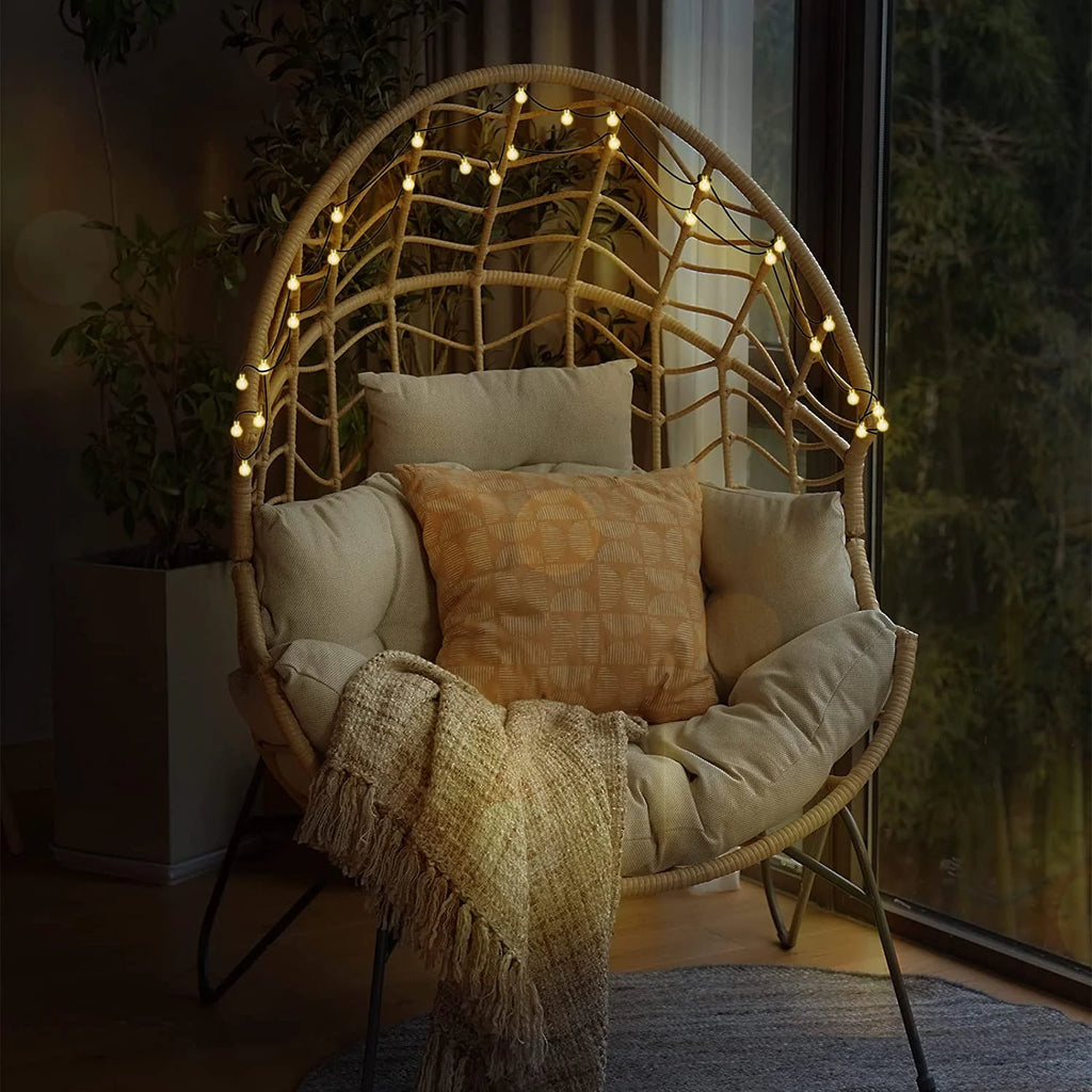 Oversized Wicker Egg Chair with Stand and Cushion D2135