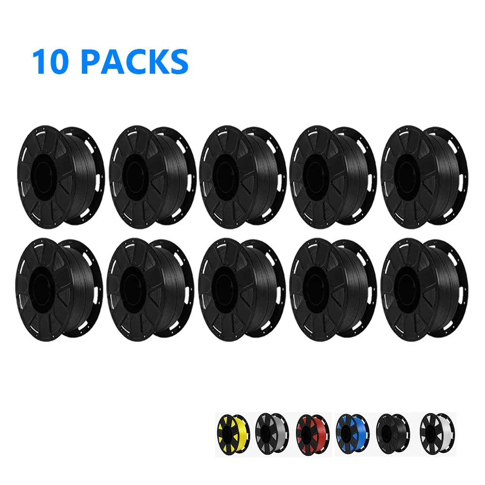 10 Packs 1.75mm PLA 3D Printer Filament Black Z19948