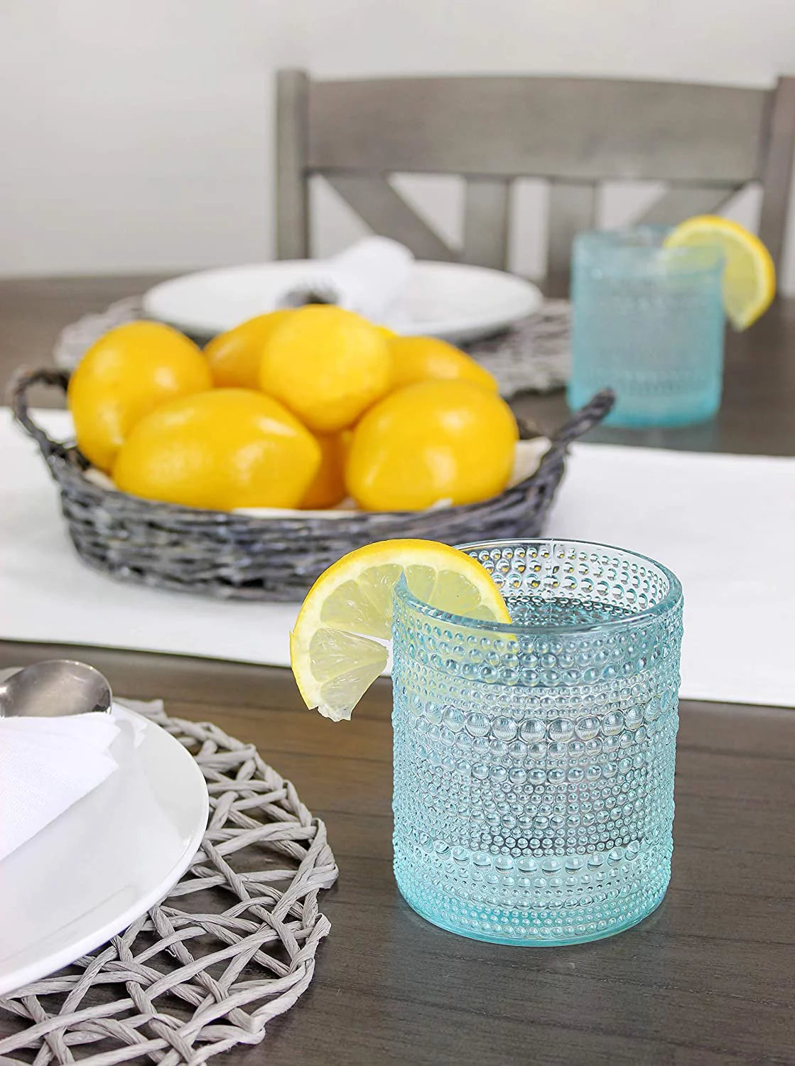 Blue 12oz 6pk Hobnail Drinking Glasses D62993